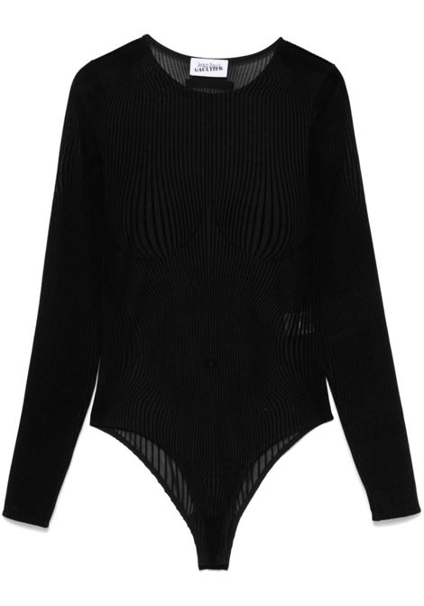 body morphing pinstripes donna nero in poliammide JEAN PAUL GAULTIER | 24/31-F-BD055-T570-0000